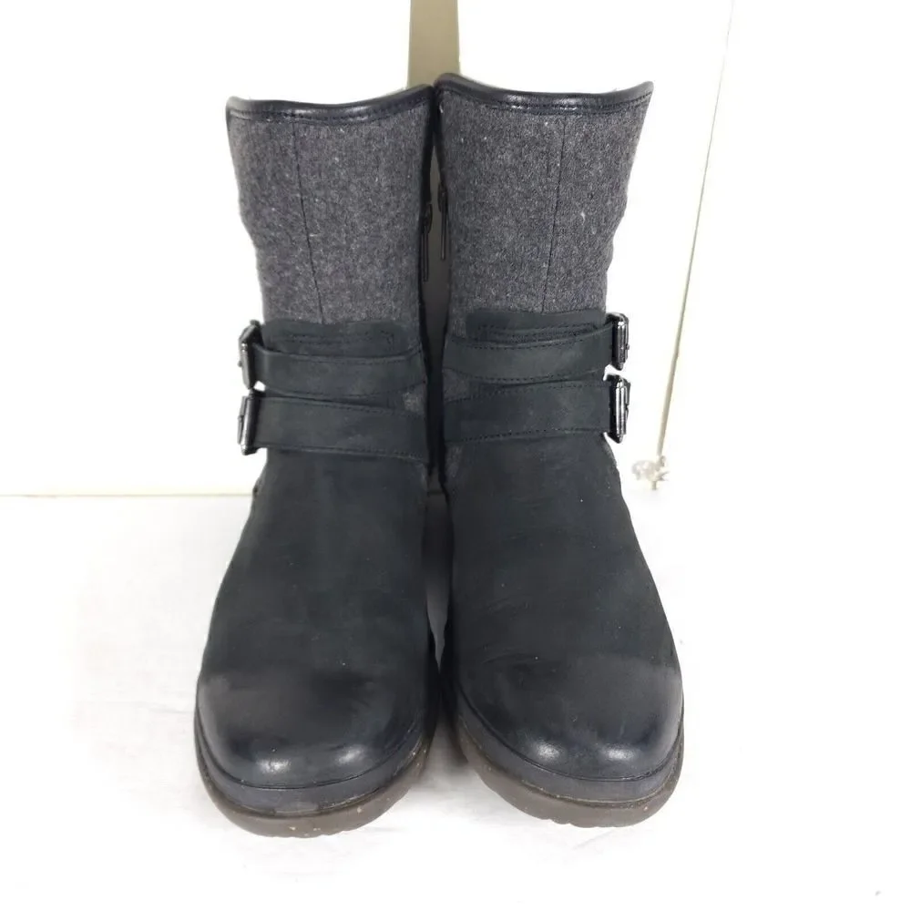UGG Women's Robbie US 7 Waterproof Side Zip Black Buckle winter Boots